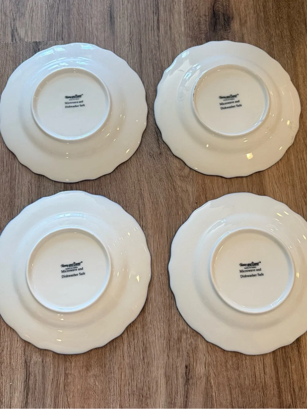 4pc Harry & David Blue & White Vintage Inspired Flow Blue Style Floral Plates 8